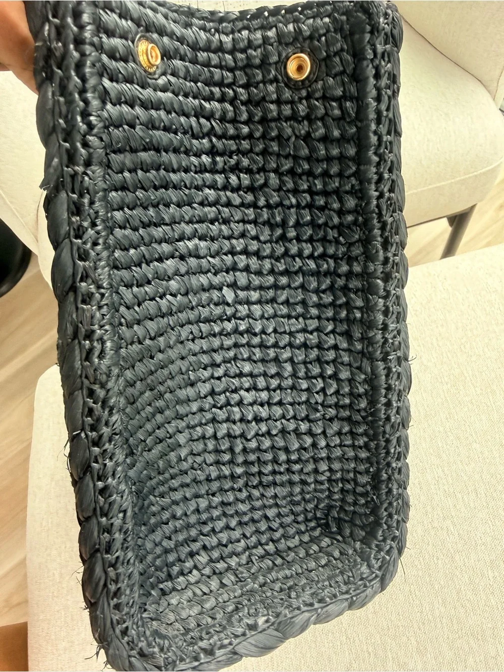 Tory Burch black raffia handbag